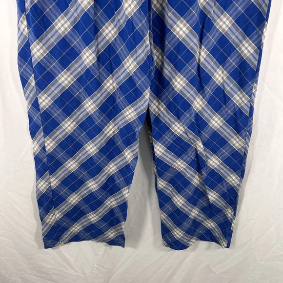 KU Jayhawks Sleep Pants Women's Small Blue Plaid Pull On Drawstring Cotton Blend - Picture 3 of 10